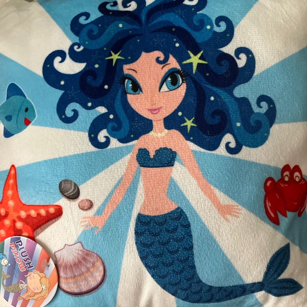 👑  Royal Deluxe Plush Pillow Mermaid Blue  Kids Play room Girls Room 👑